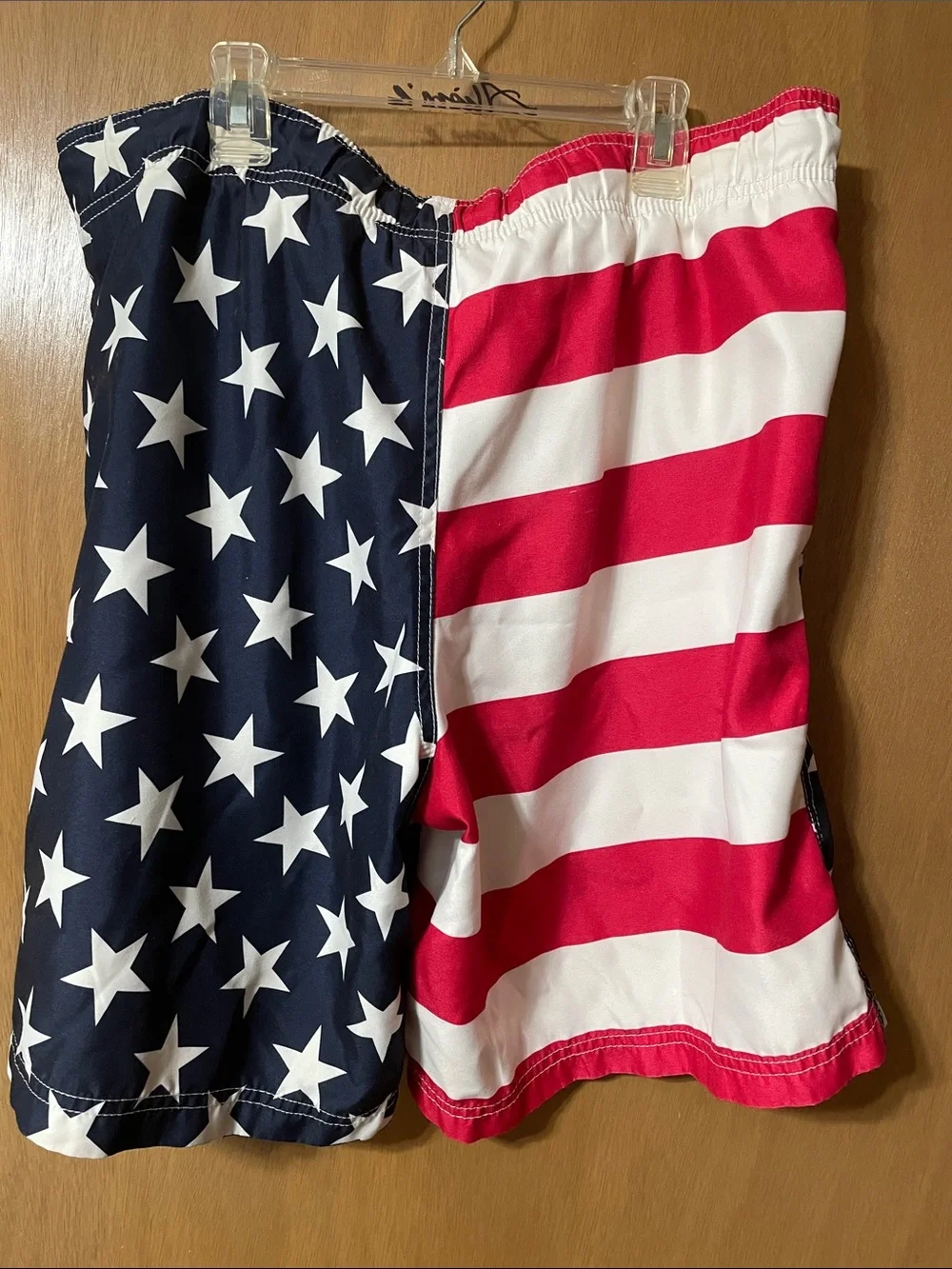 Faded Glory Red White Blue Star & Stripe Swim Shorts